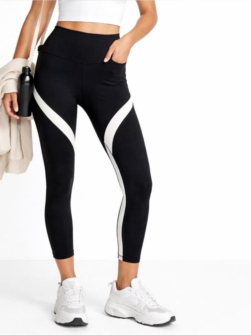 Athleta Salutation Stash Colorblock 7/8 Leggings Size Small Athleisure yoga